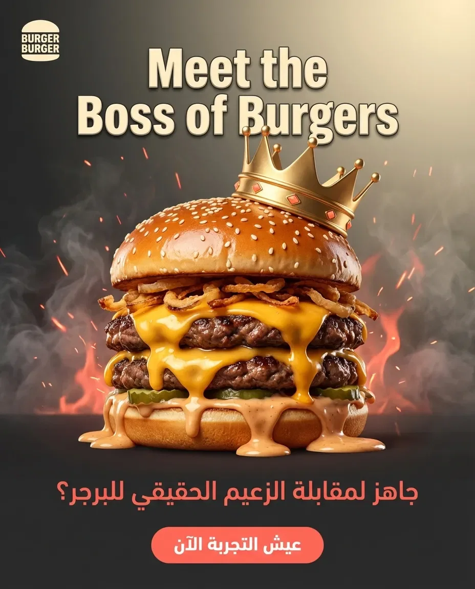 Burger restaurant ad created with AdFlex