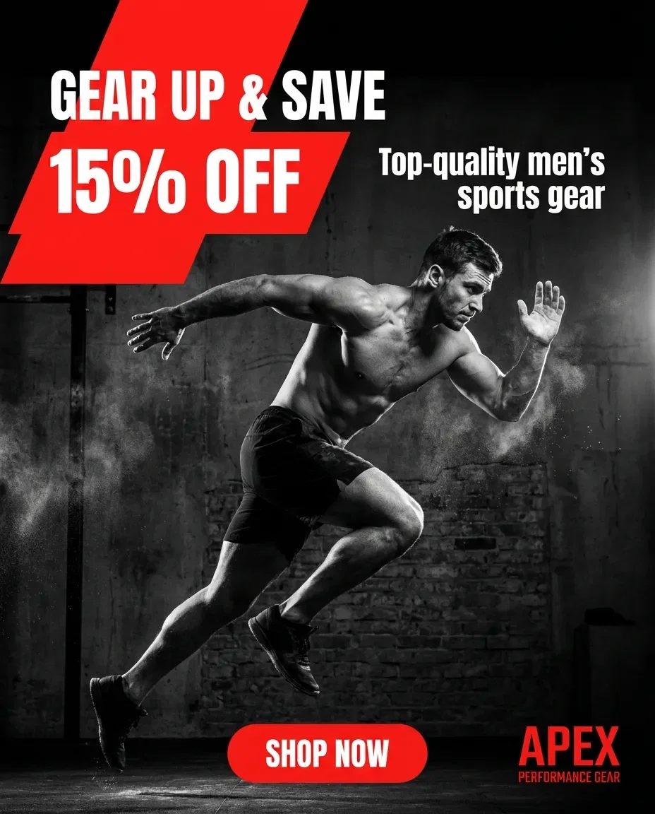 Sports equipment ad created with AdFlex